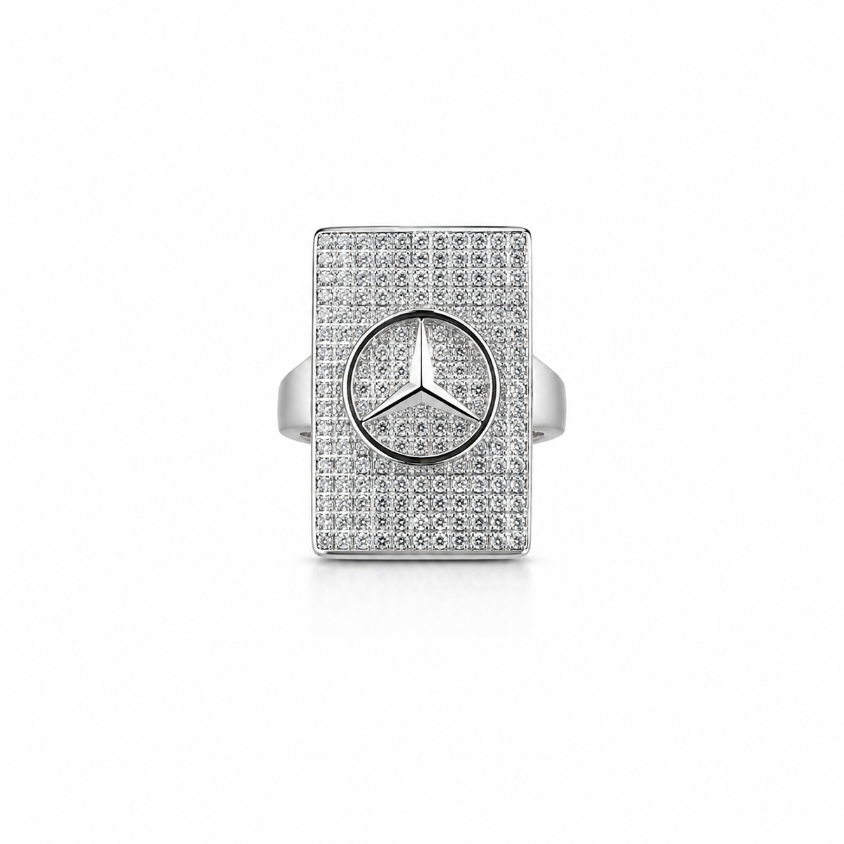 Silver Mercedes Logo Signet Ring
