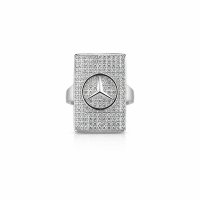 Silver Mercedes Logo Signet Ring