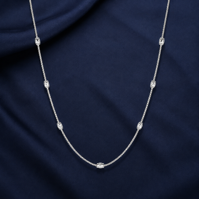 Silver Beaded Station Chain Necklace