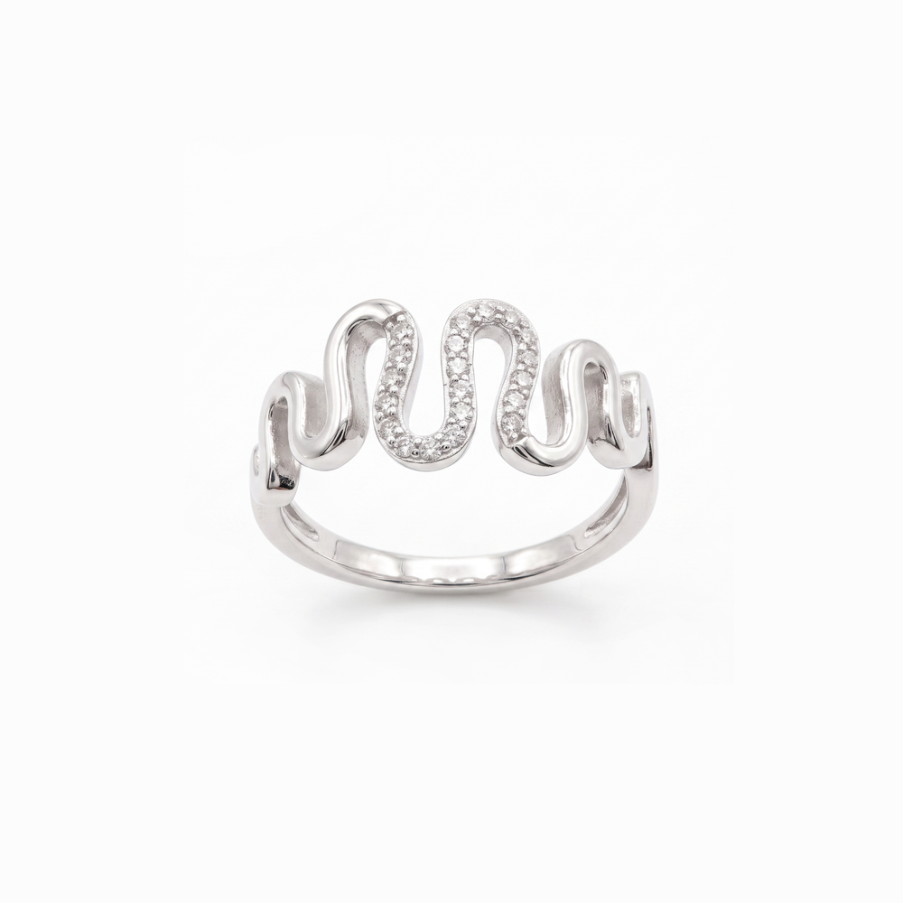 Silver Stone Wave Ring