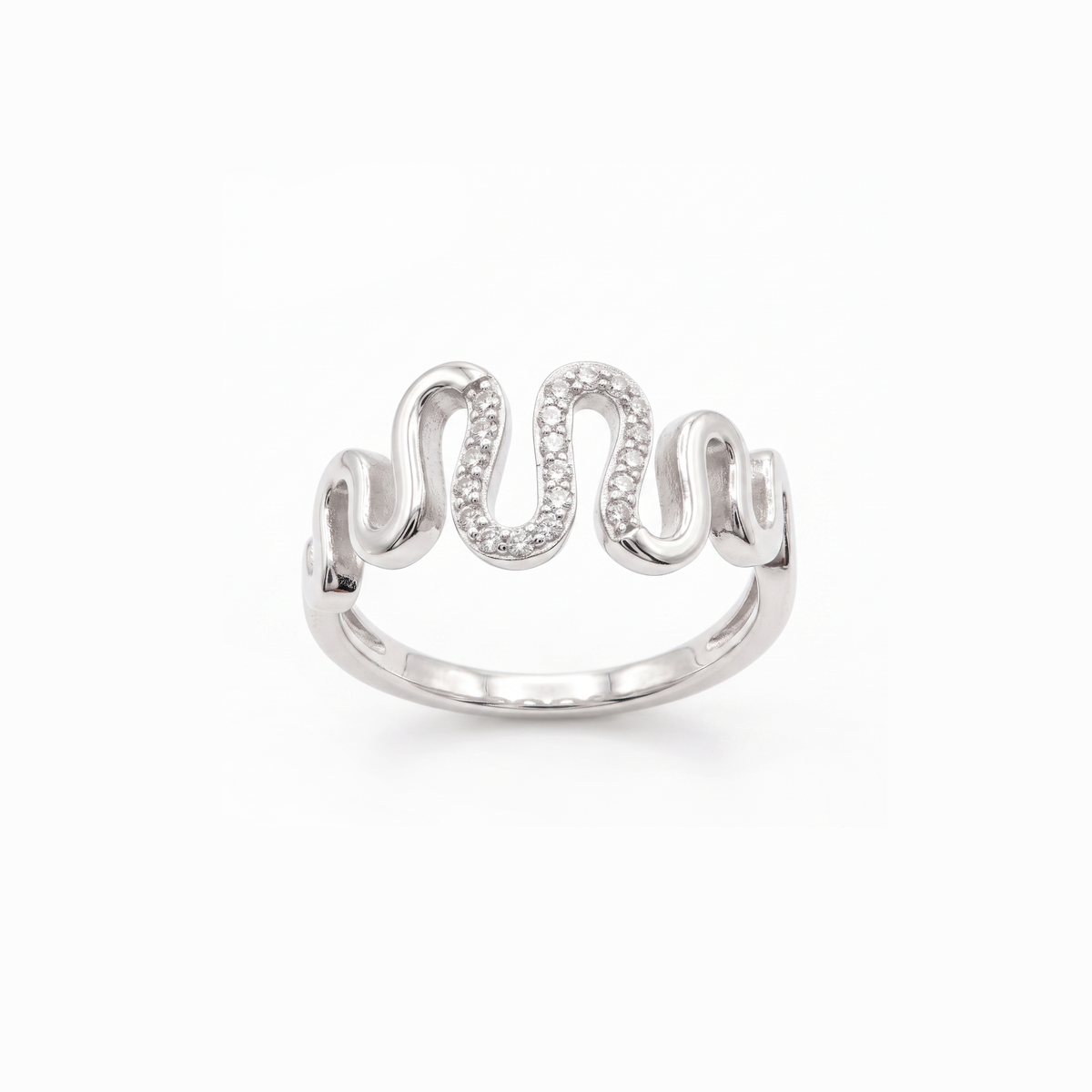 Silver Stone Wave Ring