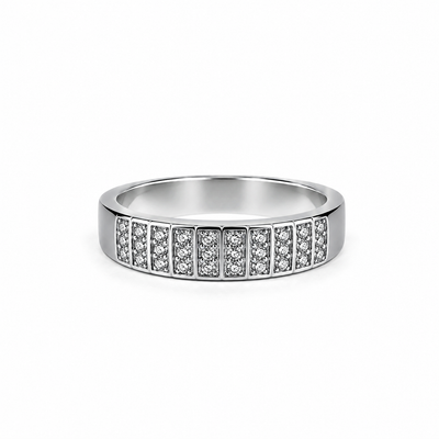 Silver Stone Geometric Band Ring