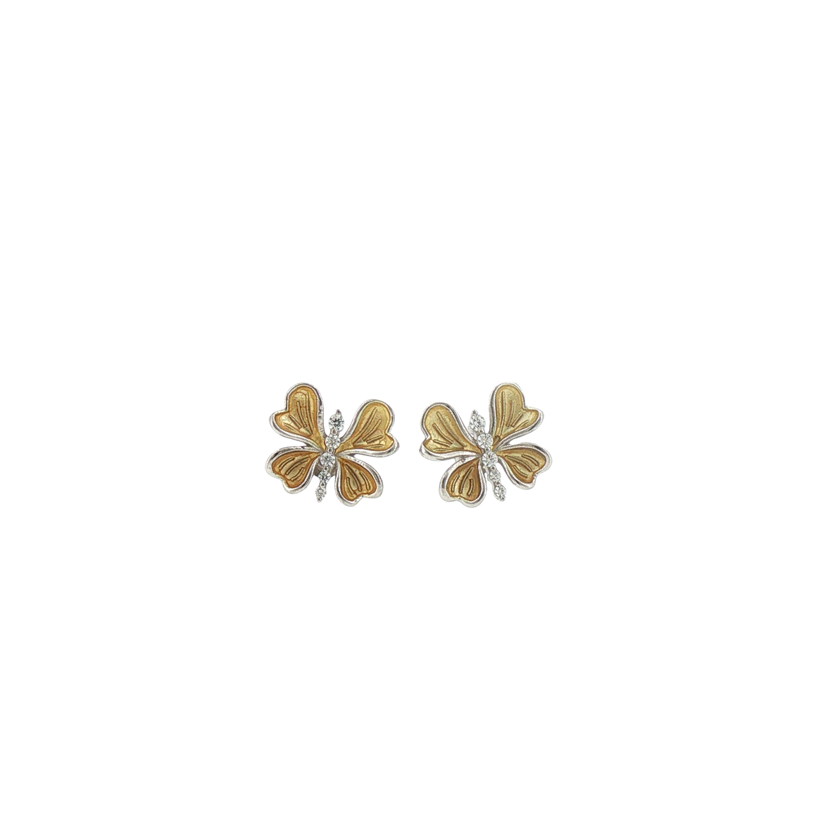 Silver Stone Butterfly Stud Earrings