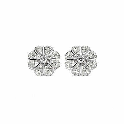 Silver Floral Starburst Stud Earrings