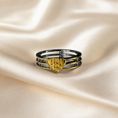 Silver Art Deco Geometric Triple Band Ring