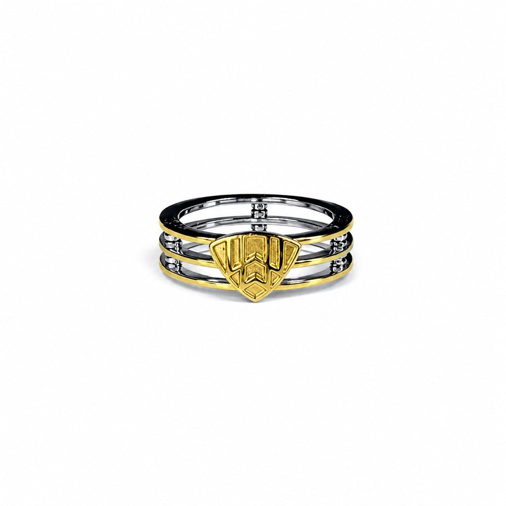 Silver Art Deco Geometric Triple Band Ring