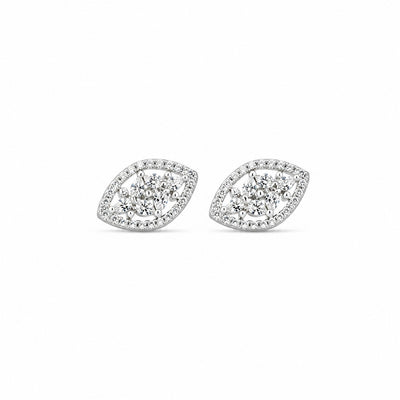 Silver Cluster Eye-Shaped Stud Earrings