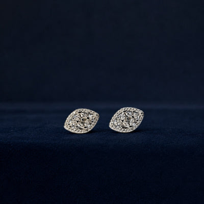 Silver Cluster Eye-Shaped Stud Earrings
