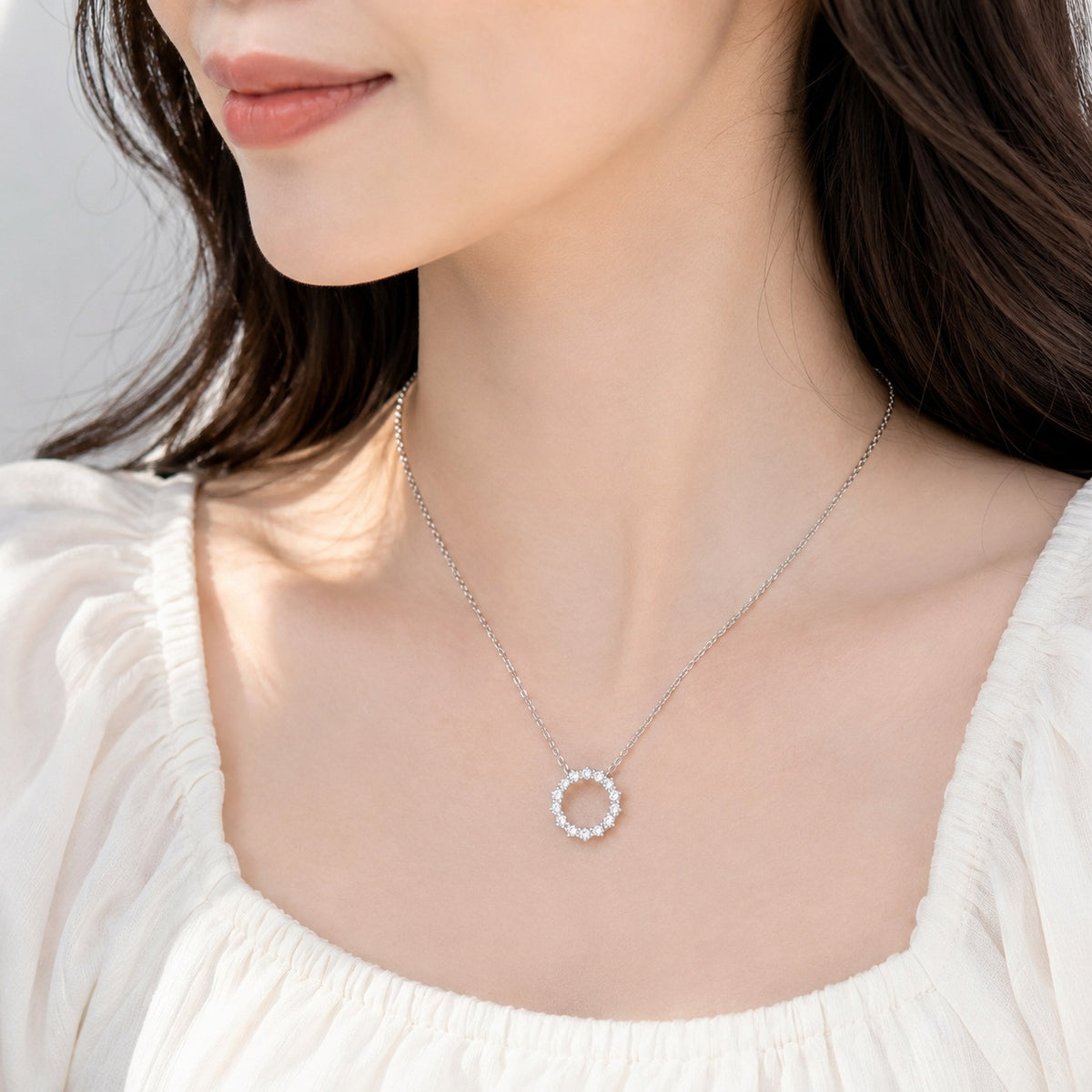 Silver Open Circle Pendant Necklace