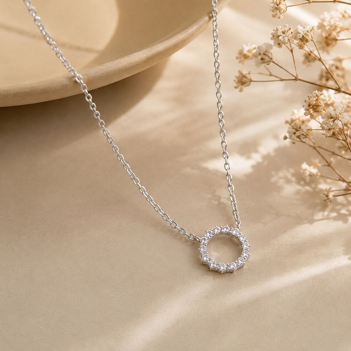 Silver Open Circle Pendant Necklace