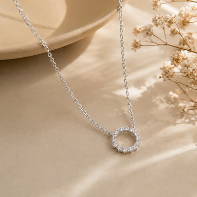 Silver Open Circle Pendant Necklace