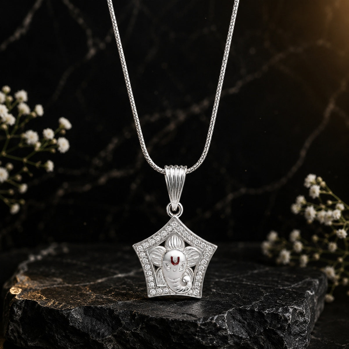 Silver Lord Ganesha Charm Pendant