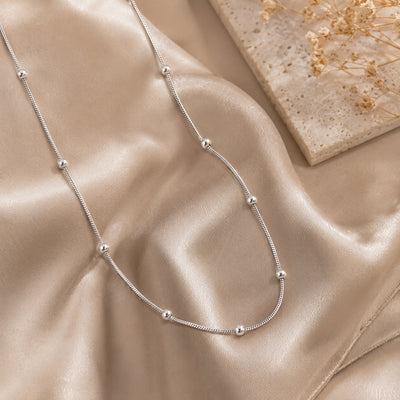 Silver Beaded Snake Chain