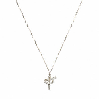 Silver Pave Knot Pendant with Chain