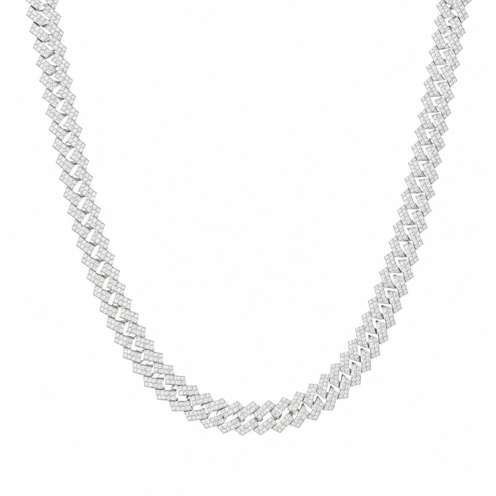 Silver Encrusted Cuban Chain Necklace