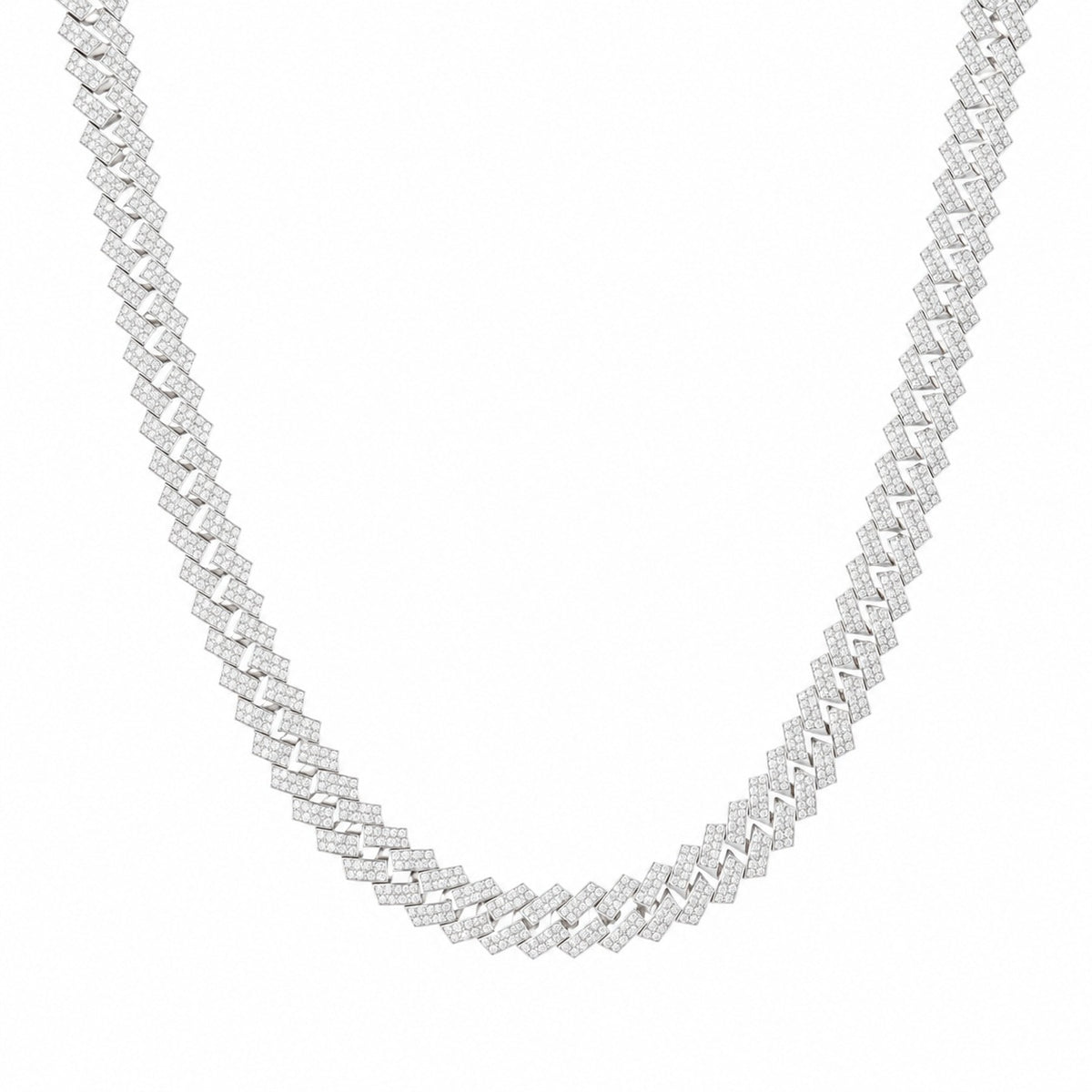 Silver Encrusted Cuban Chain Necklace