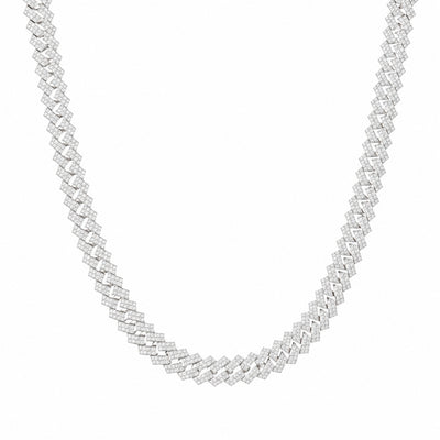 Silver Encrusted Cuban Chain Necklace