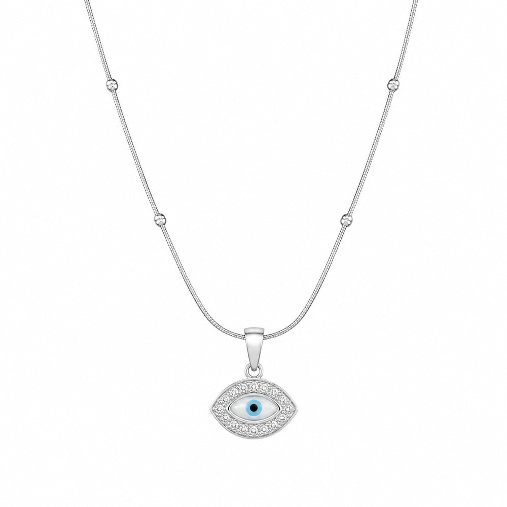 Silver Sapphire Evil Eye Pendant