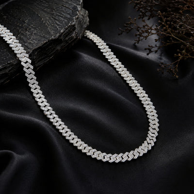 Silver Encrusted Cuban Chain Necklace