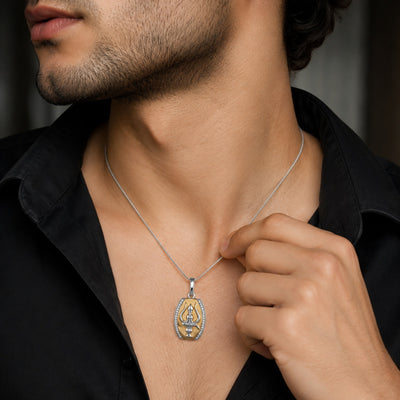 Silver Two-Tone Trishul Pendant