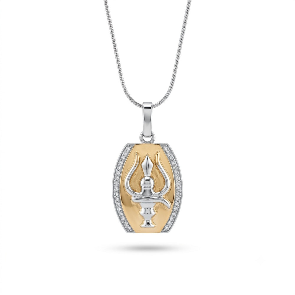 Silver Two-Tone Trishul Pendant