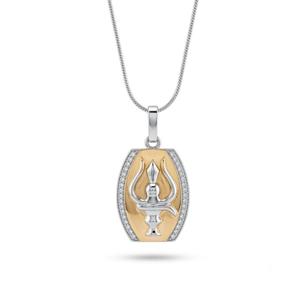 Silver Two-Tone Trishul Pendant