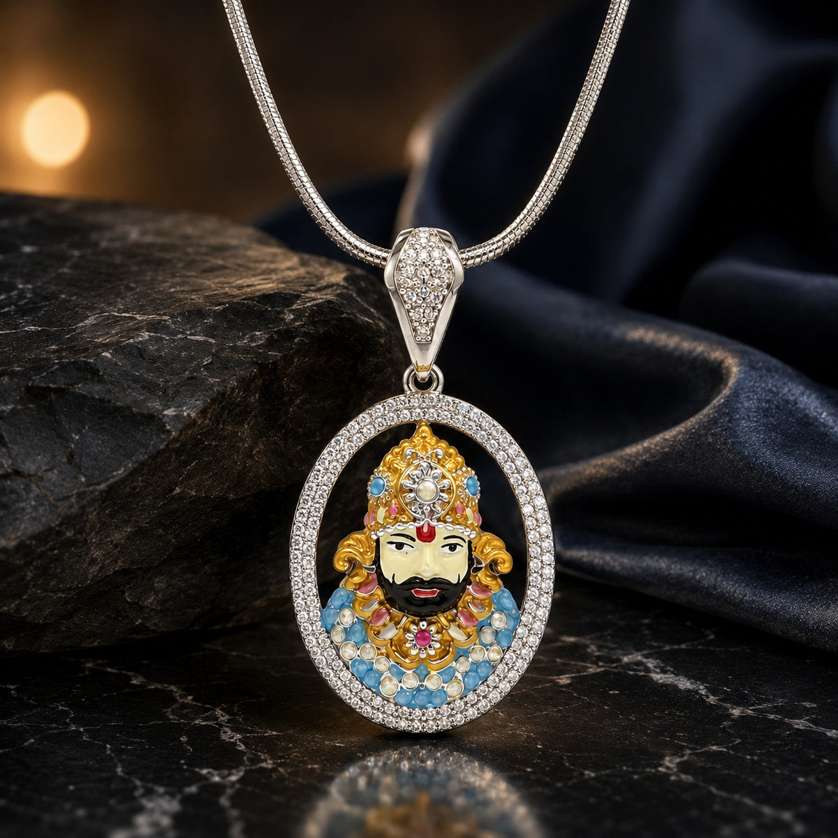 Silver Khatu Shyam Pendant