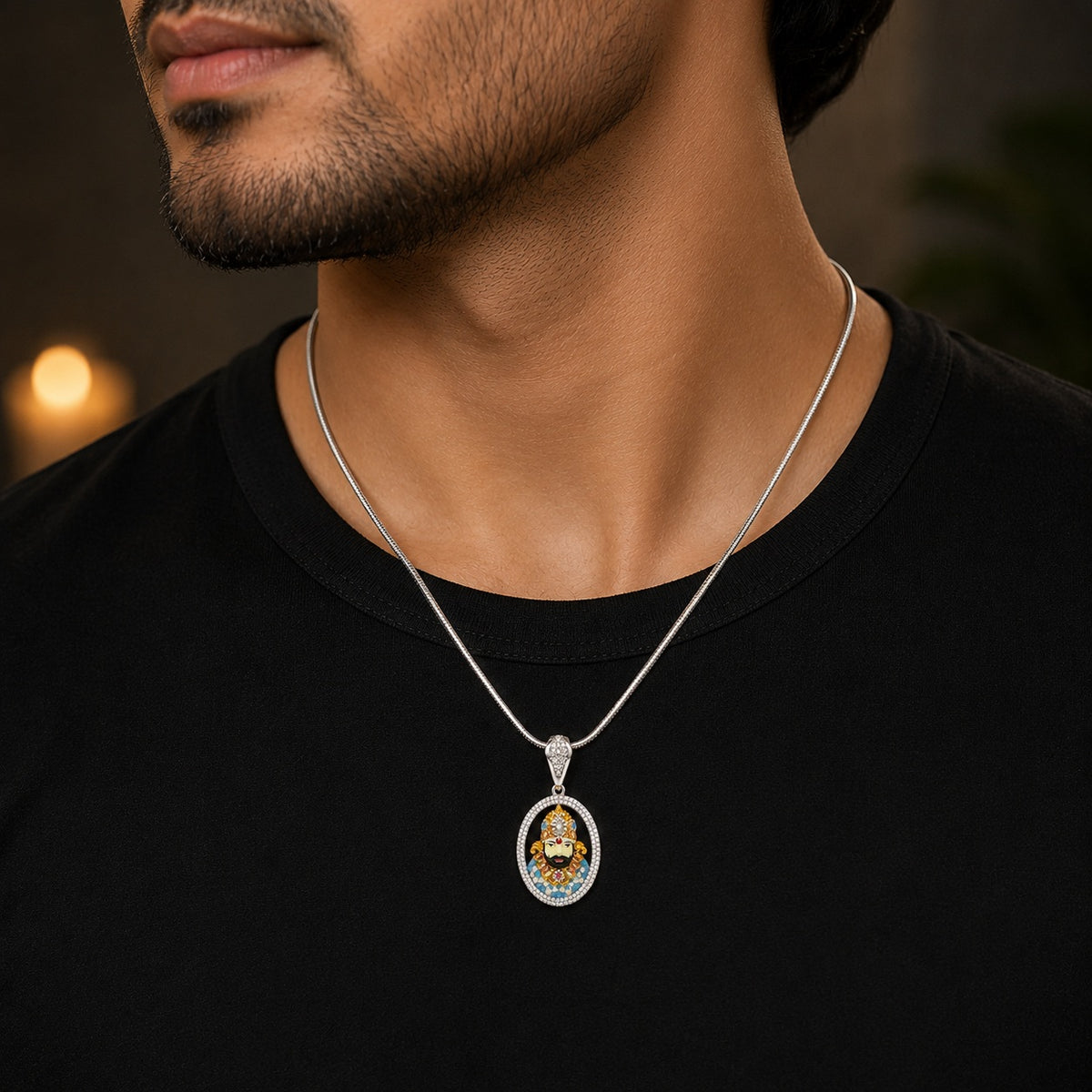 Silver Khatu Shyam Pendant