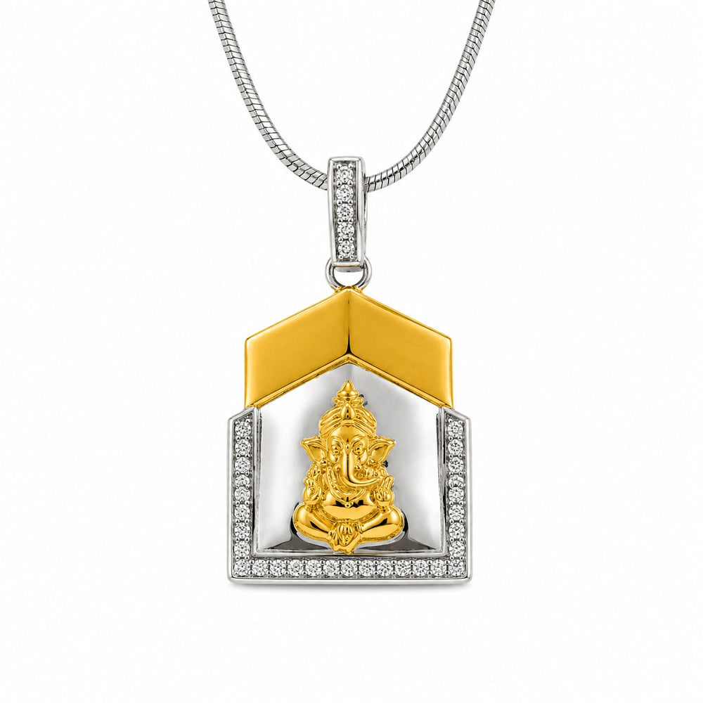 Silver Ganesha Charm Pendant in Two-Tone
