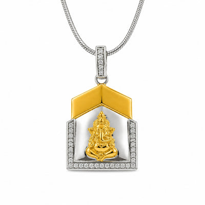 Silver Ganesha Charm Pendant in Two-Tone
