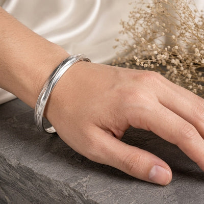 Silver Textured Pattern Bracelet