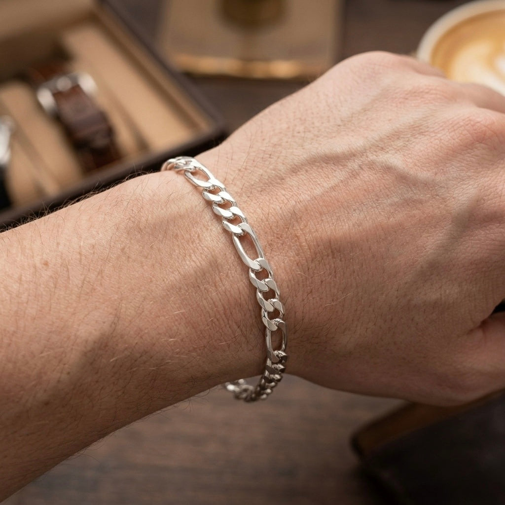 Silver Figaro Chain Bracelet