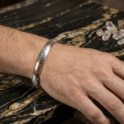Silver Two-Tone Textured Bracelet