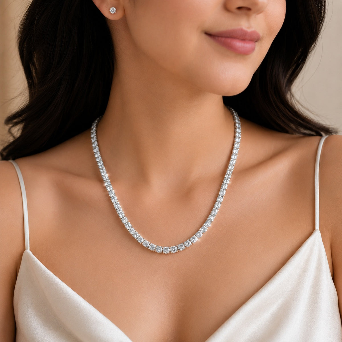 Silver Stone Tennis Necklace