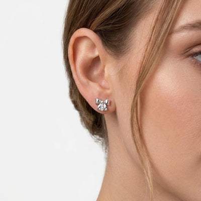 Silver Bow Stud Earrings