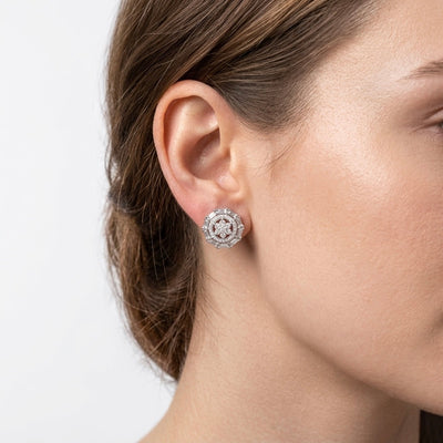 Silver Geometric Cluster Stud Earrings