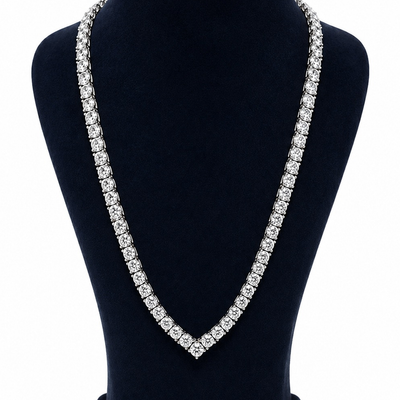 Silver V-Shaped Tennis Necklace