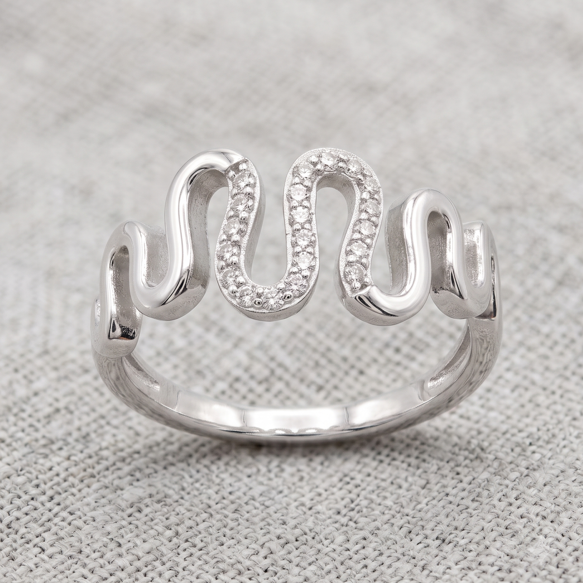 Silver Stone Wave Ring