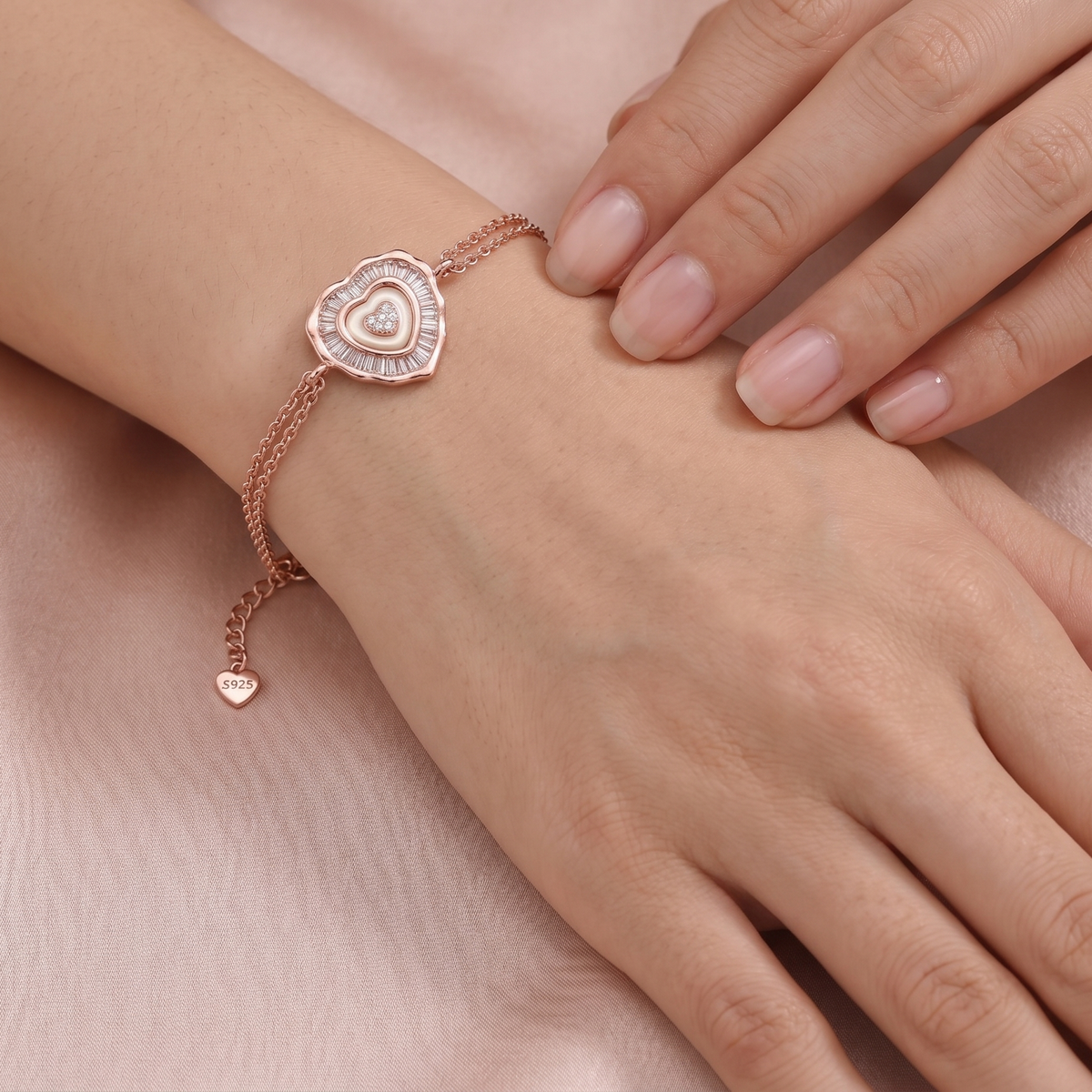 Rose Gold Radiant Heart Chain Bracelet