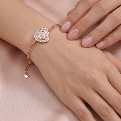 Rose Gold Radiant Heart Chain Bracelet