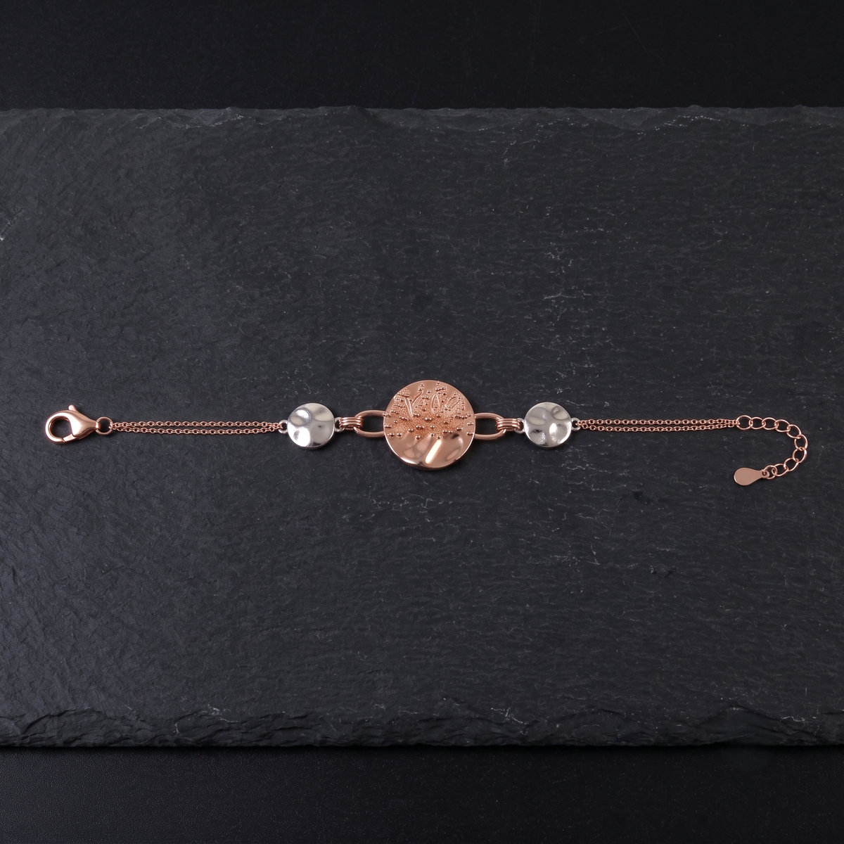 Rose Gold & Silver Celestial Coin Charm Bracelet