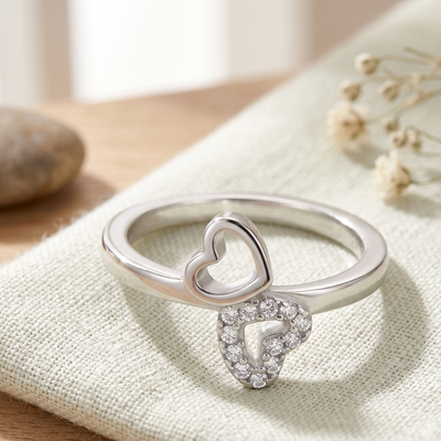Silver Interlocking Hearts Stackable Ring