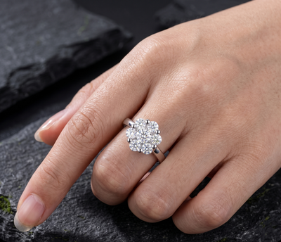Silver Floral Cluster Ring