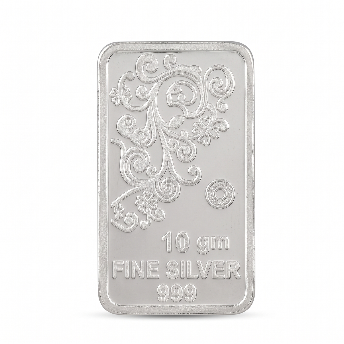 Floral Motif Fine Silver Rectangular Coin - 10 g
