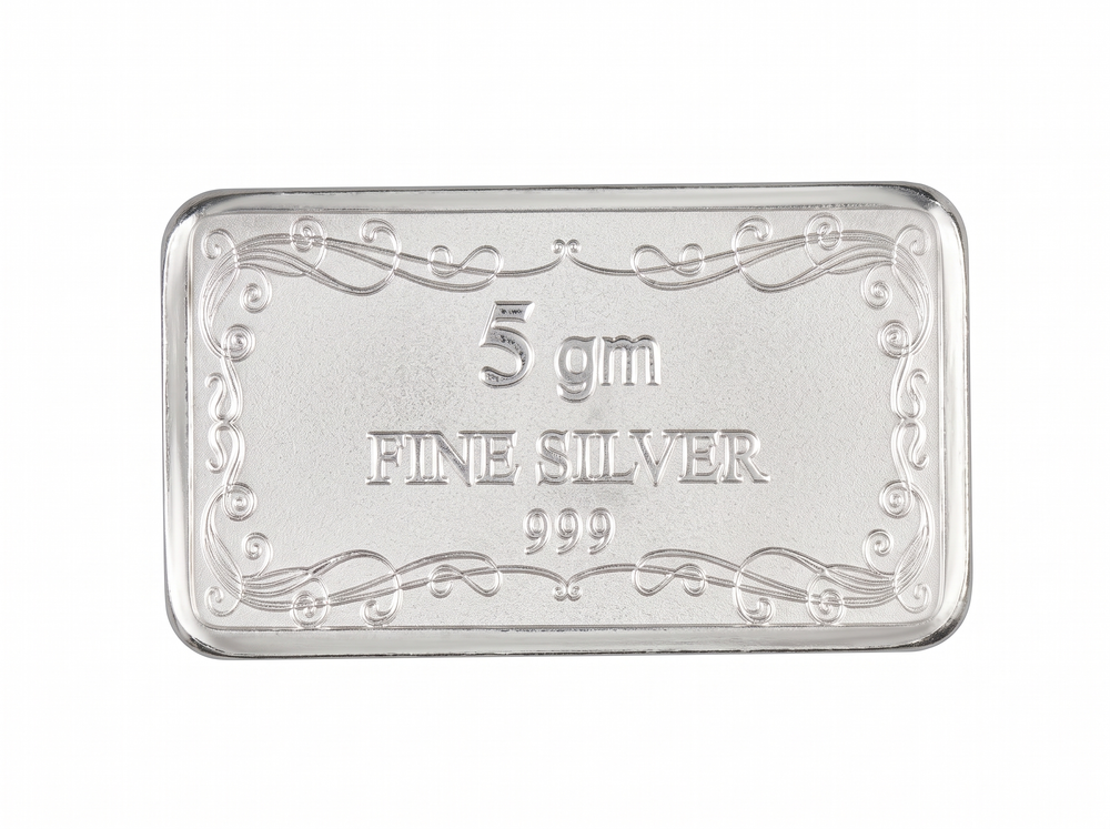 Engraved Swastika Silver Rectangular Coin - 5 g