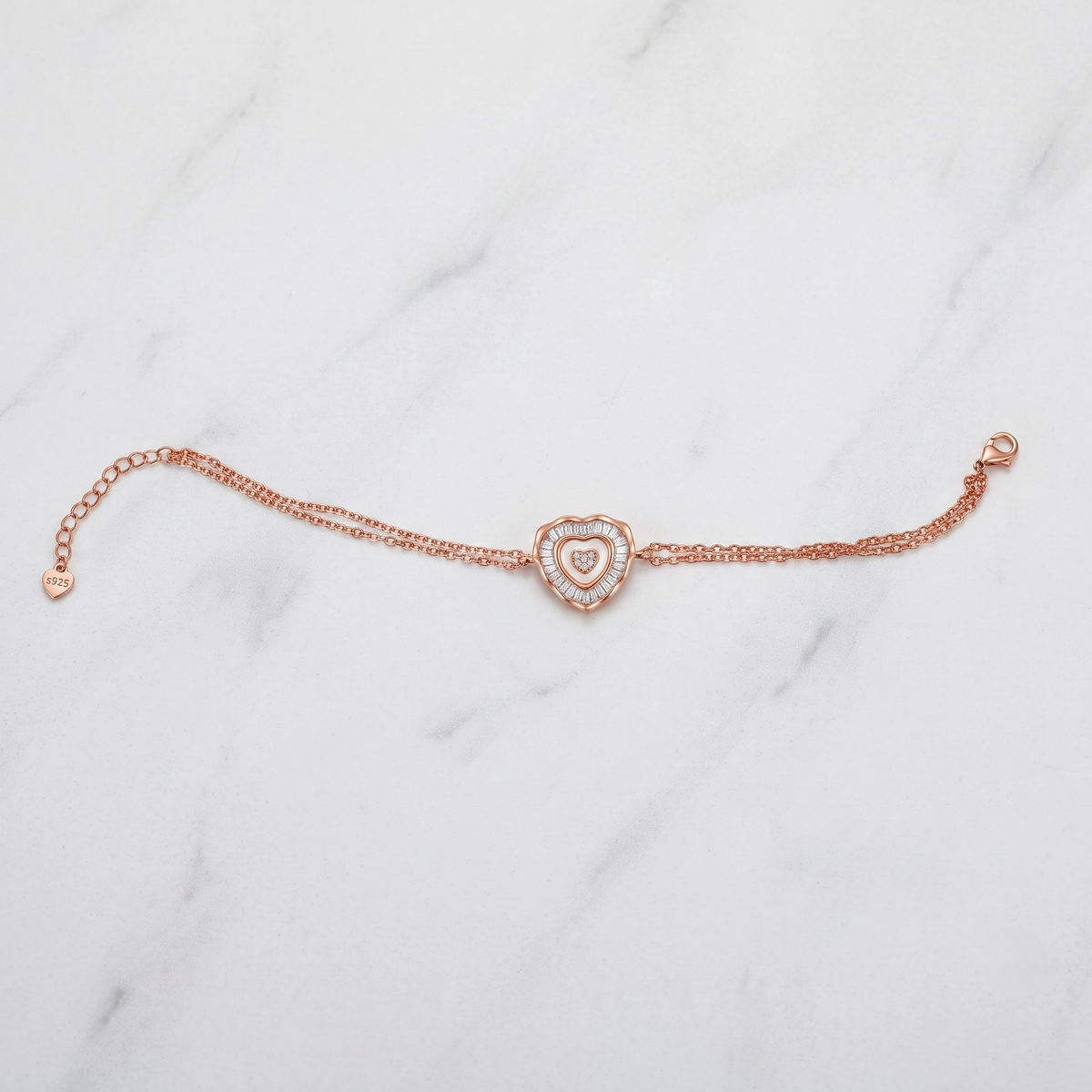 Rose Gold Radiant Heart Chain Bracelet