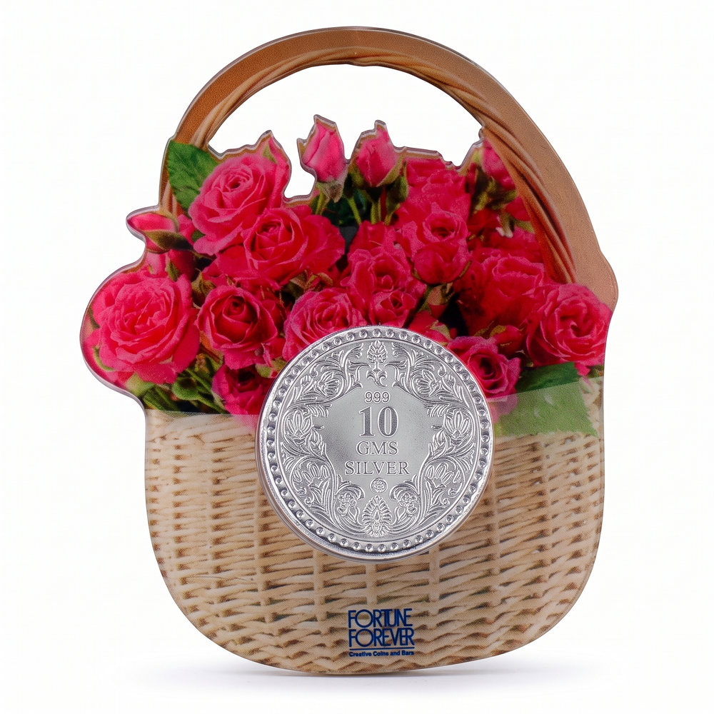999 Silver Coin with Intricate Floral Basket Card - 10 g