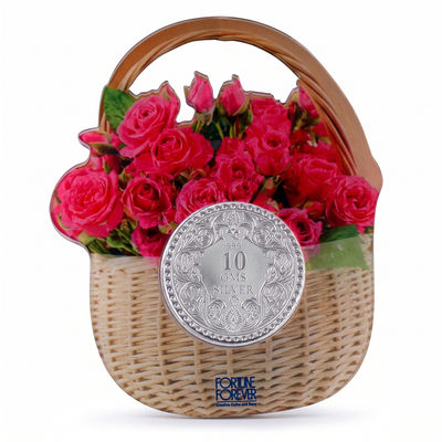 999 Silver Coin with Intricate Floral Basket Card - 10 g