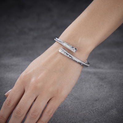 Silver Starlight Bypass Cuff Bracelet
