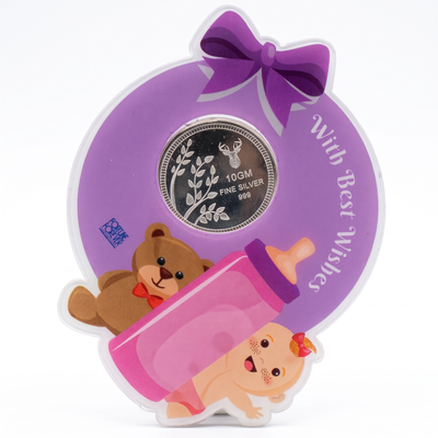 Silver 10g Bullion Coin in Baby Welcome Card